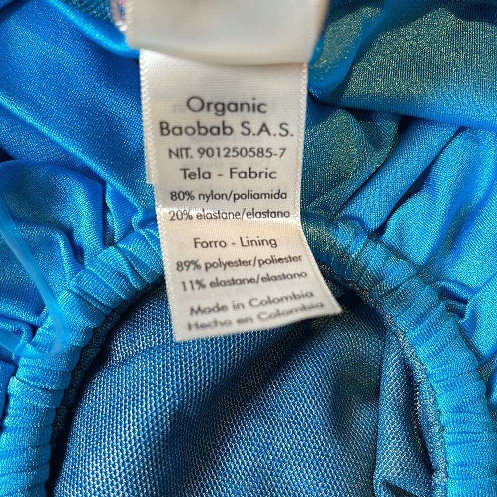 BAOBAB Magalenha Metallic Ruched Strapless Bodycon Sea Blue Maxi Dress Size M - Picture 7 of 7
